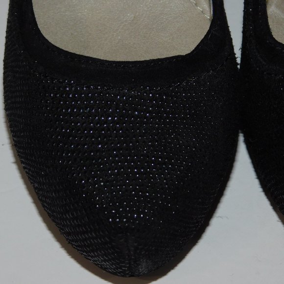 Hush Puppies Black sparkle Block platform Gold Scale Heels Shoe Womens 6.5 - Picture 3 of 10
